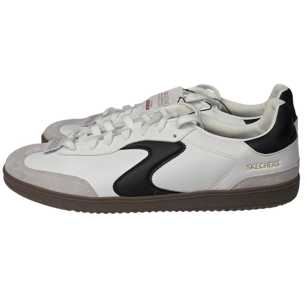 Skechers Hotshot Pyke Sneakers Men 13 White Black Shoes Court Memory Foam NEW - Picture 3 of 9